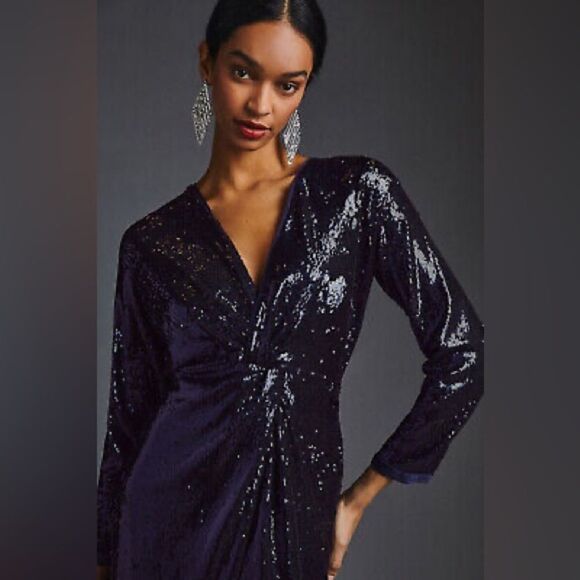 Anthropologie Sequin Twist Front Dress NWT - Picture 4 of 14